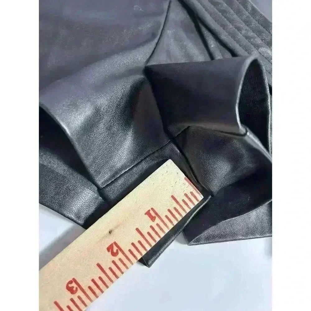 Faux Leather Black Paper Bag Shorts Large L Vegan Leather - Picture 5 of 8